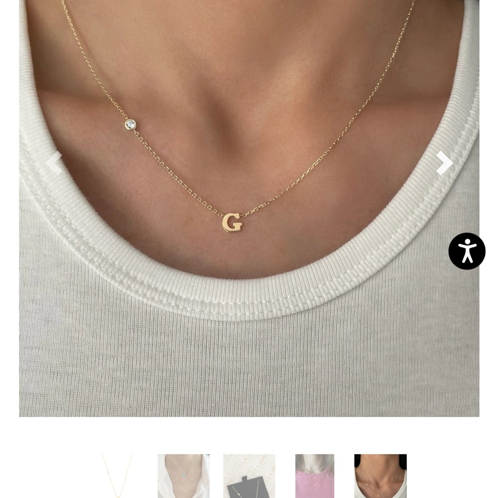 Lola James Jewelry 14k Gold Necklace with G Initial, Diamond and extender